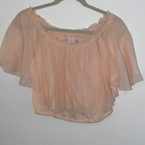Off shoulder cropped float peach/coral top